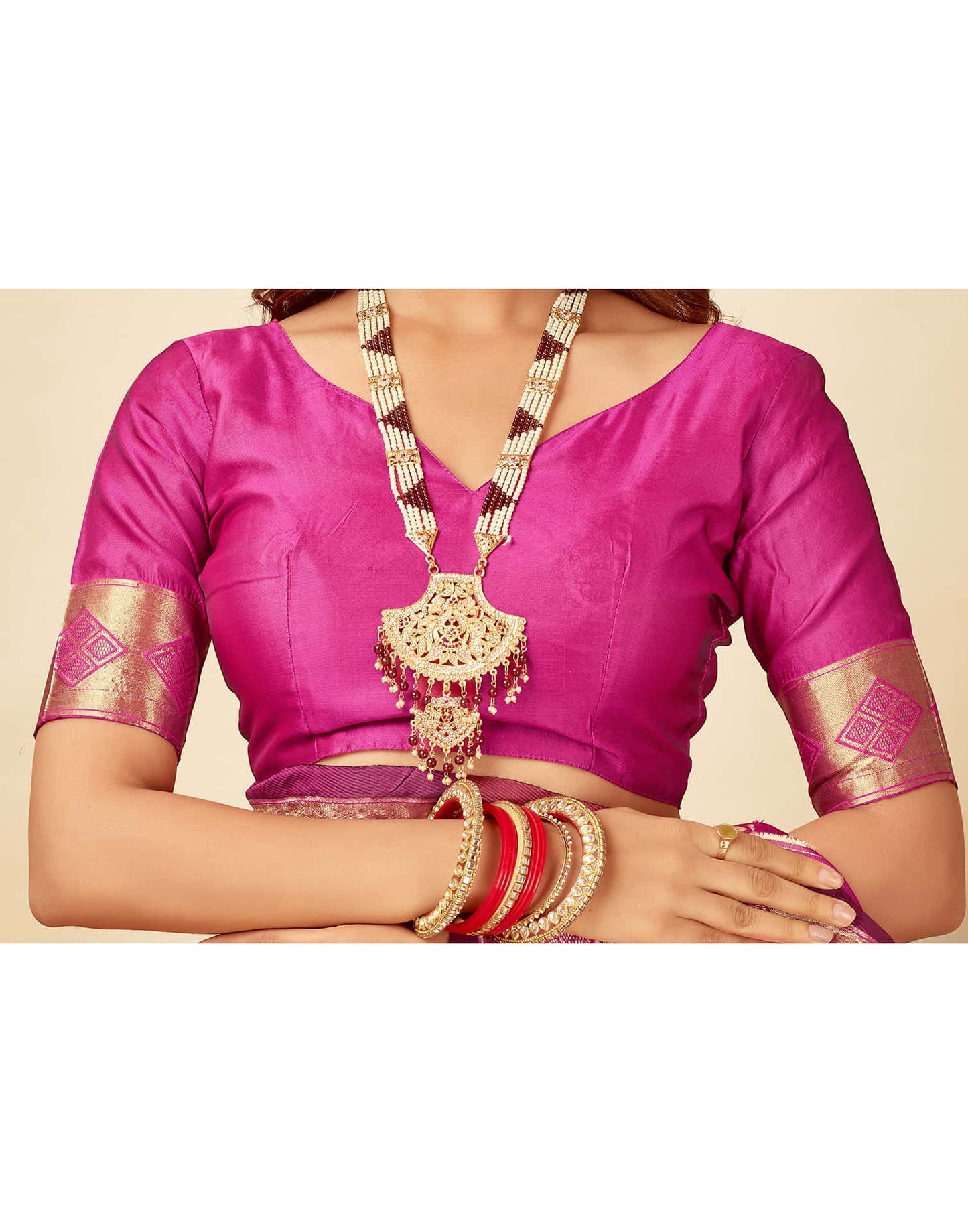 Magenta Silk Woven Banarasi Saree