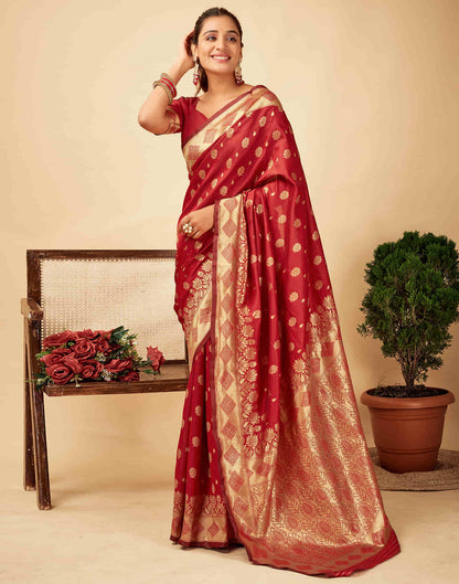 Red Silk Woven Banarasi Saree