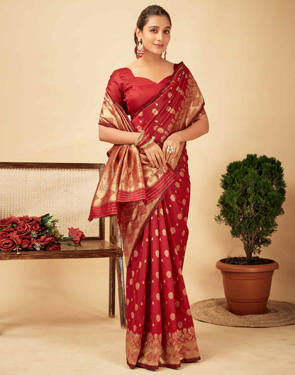 Red Silk Woven Banarasi Saree