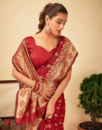 Red Silk Woven Banarasi Saree