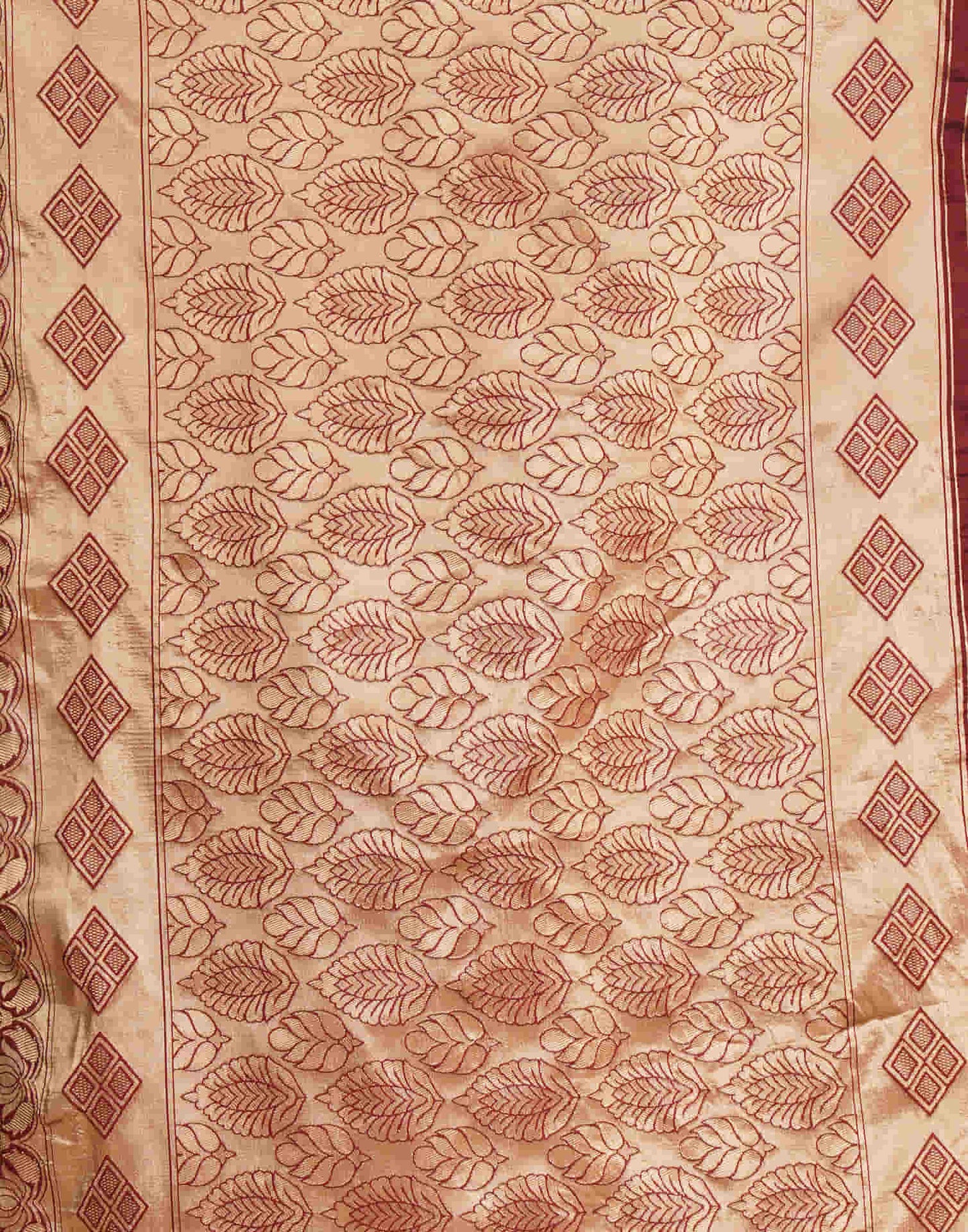 Dark Maroon Silk Woven Banarasi Saree