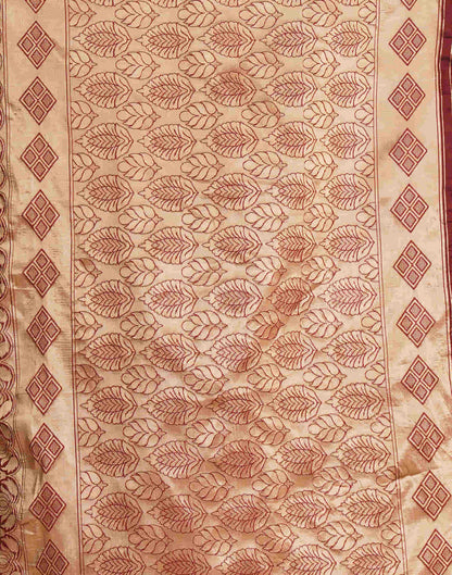 Dark Maroon Silk Woven Banarasi Saree