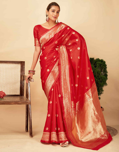 Red Silk Woven Banarasi Saree