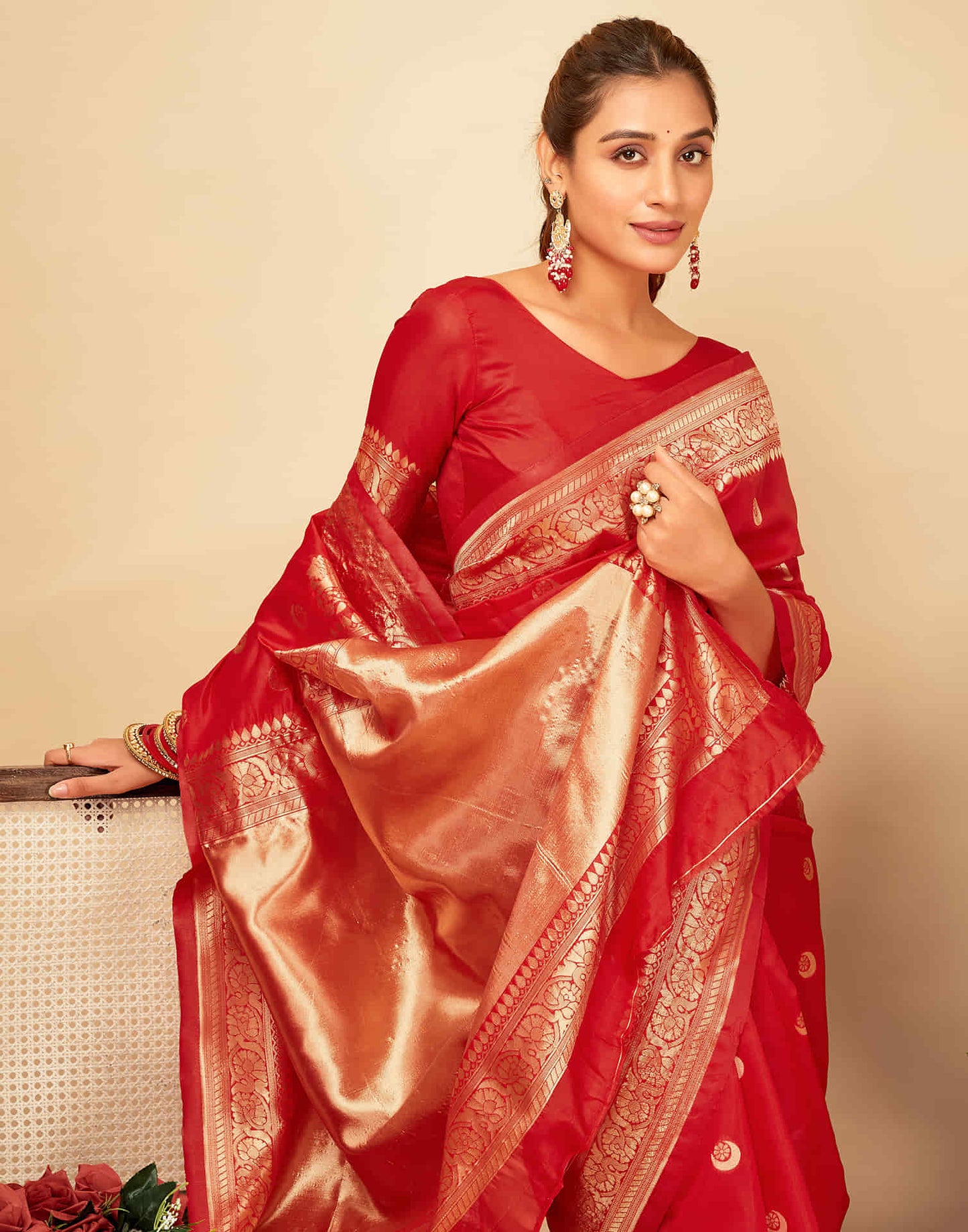 Red Silk Woven Banarasi Saree