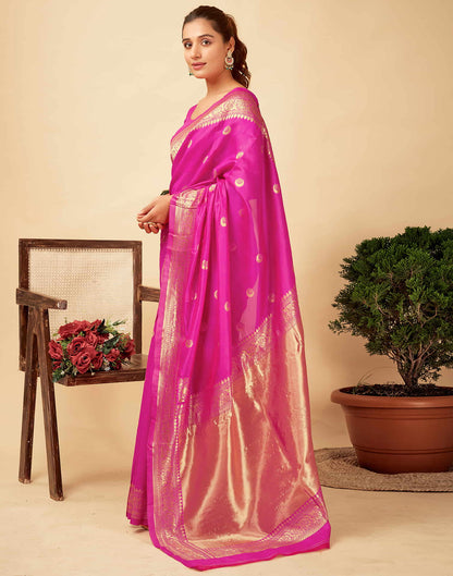 Magenta Silk Woven Banarasi Saree