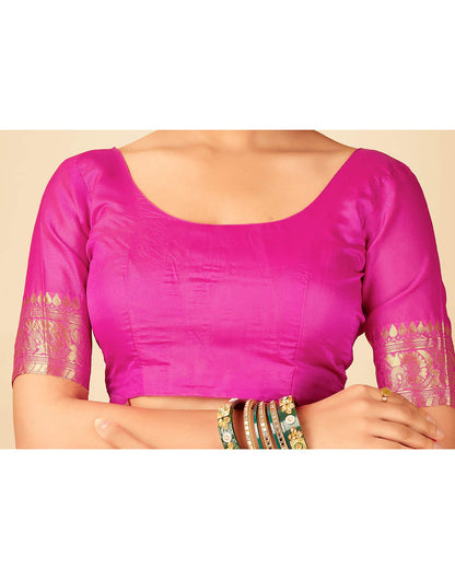 Magenta Silk Woven Banarasi Saree