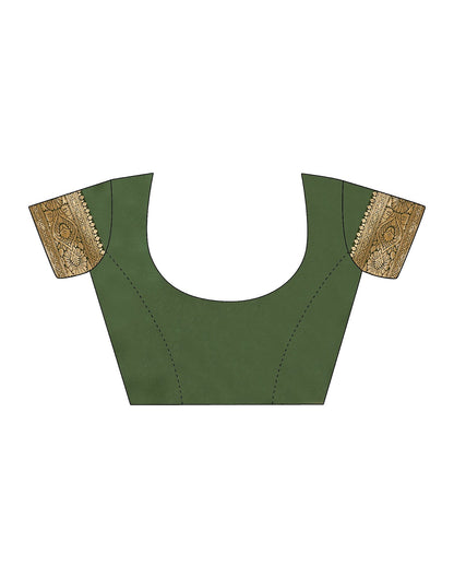 Dark Green Woven Banarasi Silk Saree