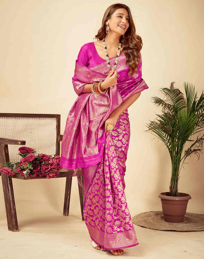 Pink Woven Banarasi Silk Saree