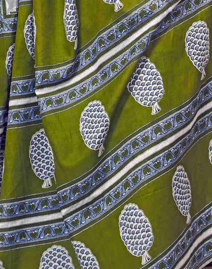 Grey Cotton Geometric Printed Saree