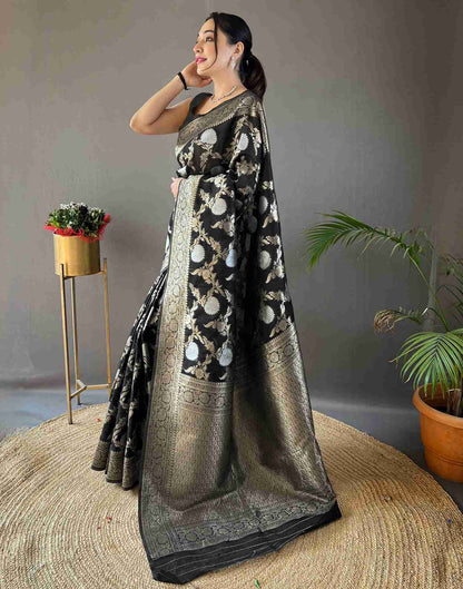 Black Silk Woven Banarasi Saree