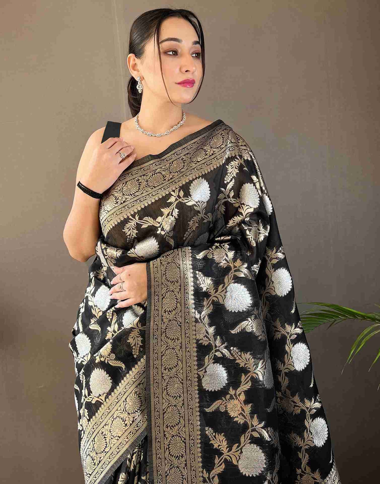 Black Silk Woven Banarasi Saree