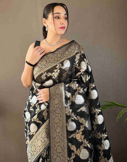 Black Silk Woven Banarasi Saree