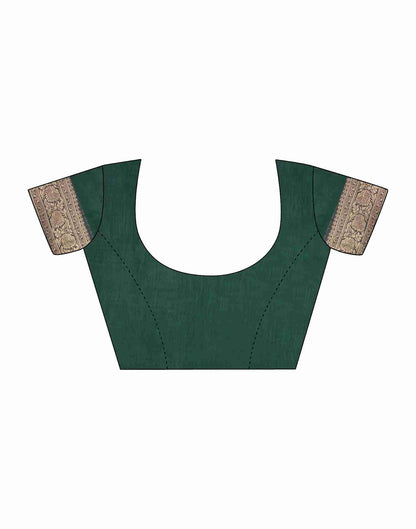 Dark Green Silk Woven Banarasi Saree