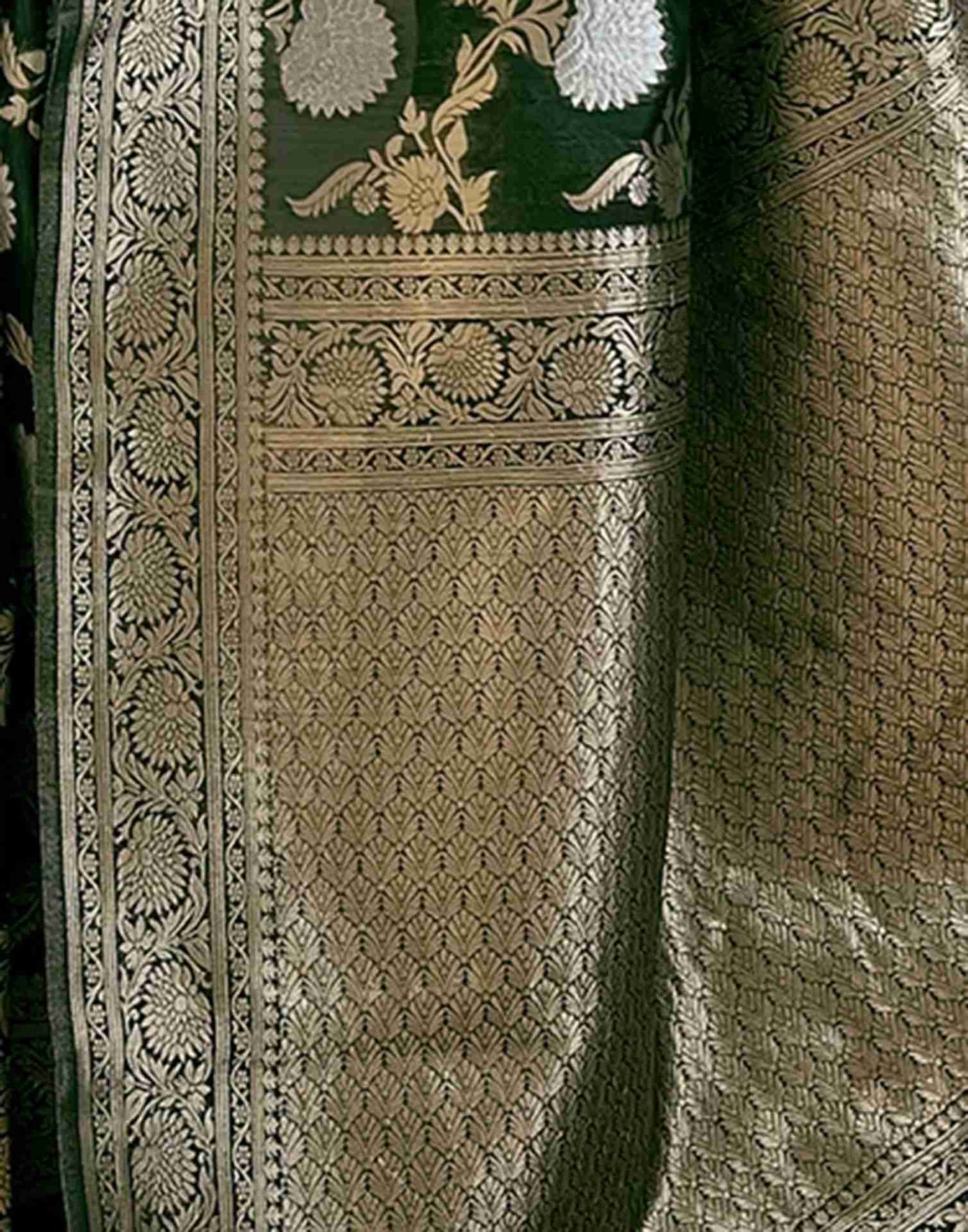 Dark Green Silk Woven Banarasi Saree