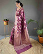 Dark Magenta Silk Woven Banarasi Saree