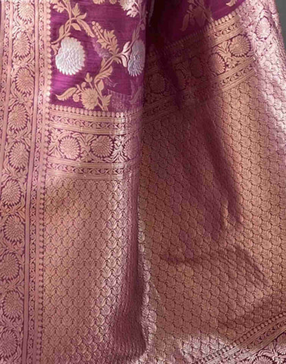 Dark Magenta Silk Woven Banarasi Saree