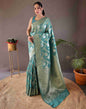 Turquoise Silk Woven Banarasi Saree