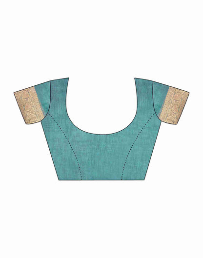 Turquoise Silk Woven Banarasi Saree