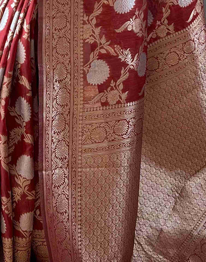 Chestnut Brown Silk Woven Banarasi Saree