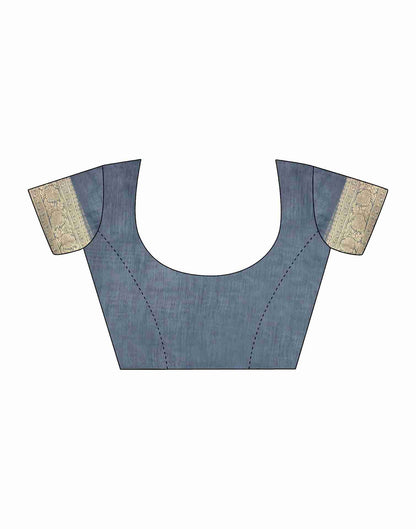 Steel Grey Silk Woven Banarasi Saree