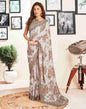 Light Beige Georgette Printed Saree