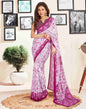 White Georgette Geometric Printed Saree