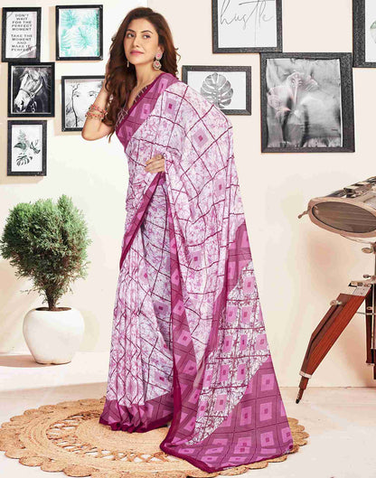 White Georgette Geometric Printed Saree