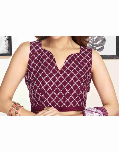 White Georgette Geometric Printed Saree