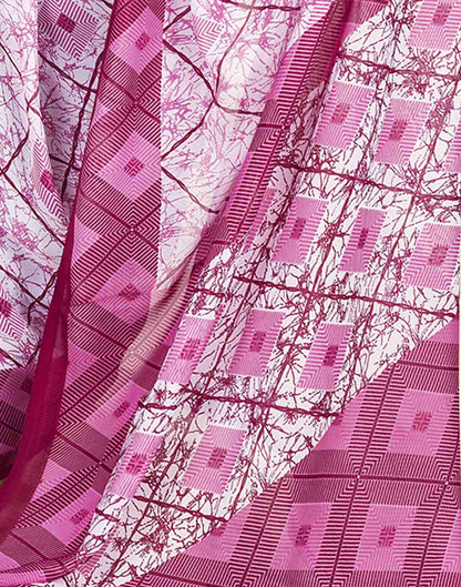 White Georgette Geometric Printed Saree