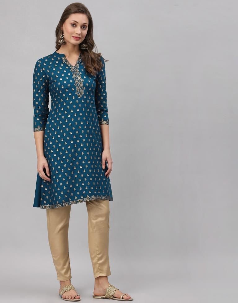 Teal Printed Kurti | Sudathi