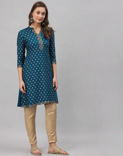 Teal Printed Kurti | Sudathi
