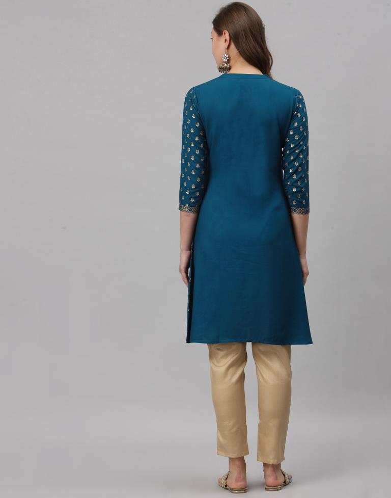 Teal Printed Kurti | Sudathi