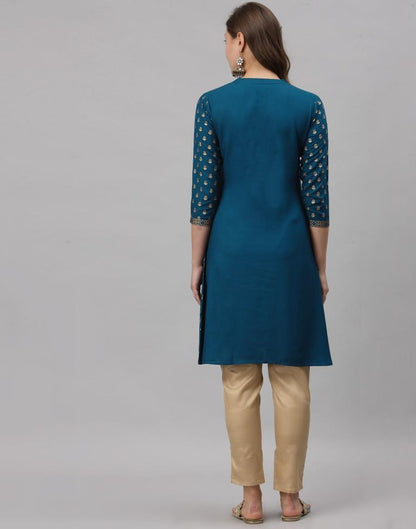 Teal Printed Kurti | Sudathi