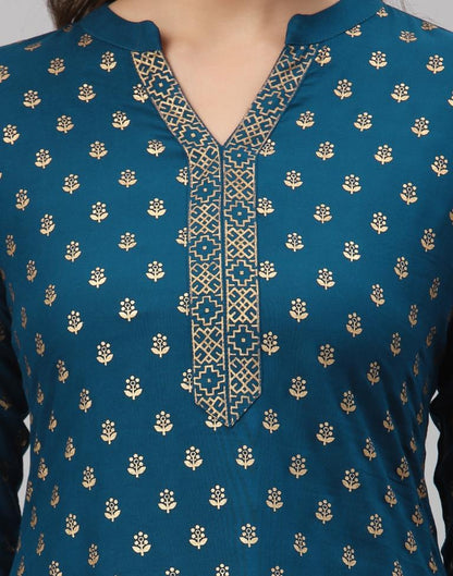 Teal Printed Kurti | Sudathi