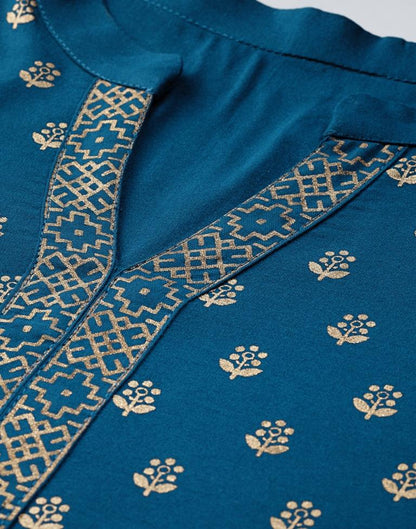 Teal Printed Kurti | Sudathi