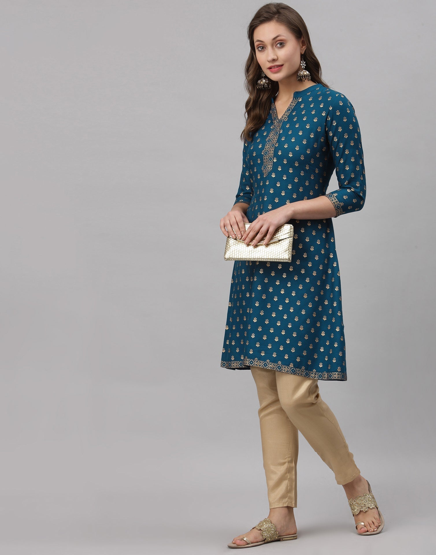 Teal Printed Kurti | Sudathi