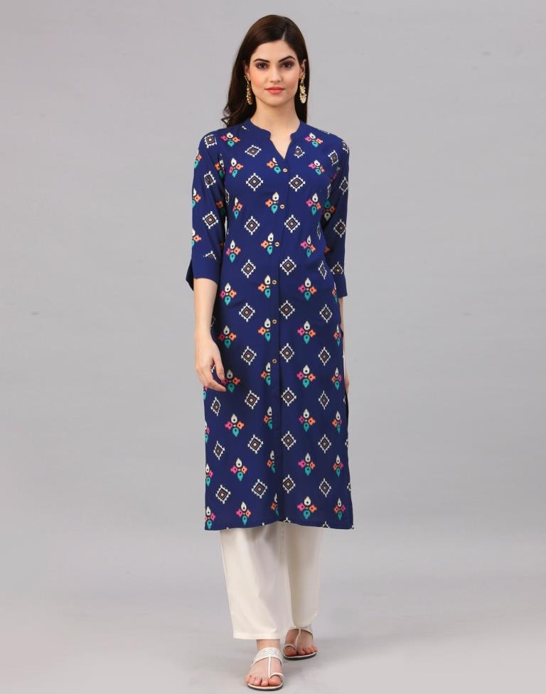 Teal Printed Kurti | Leemboodi