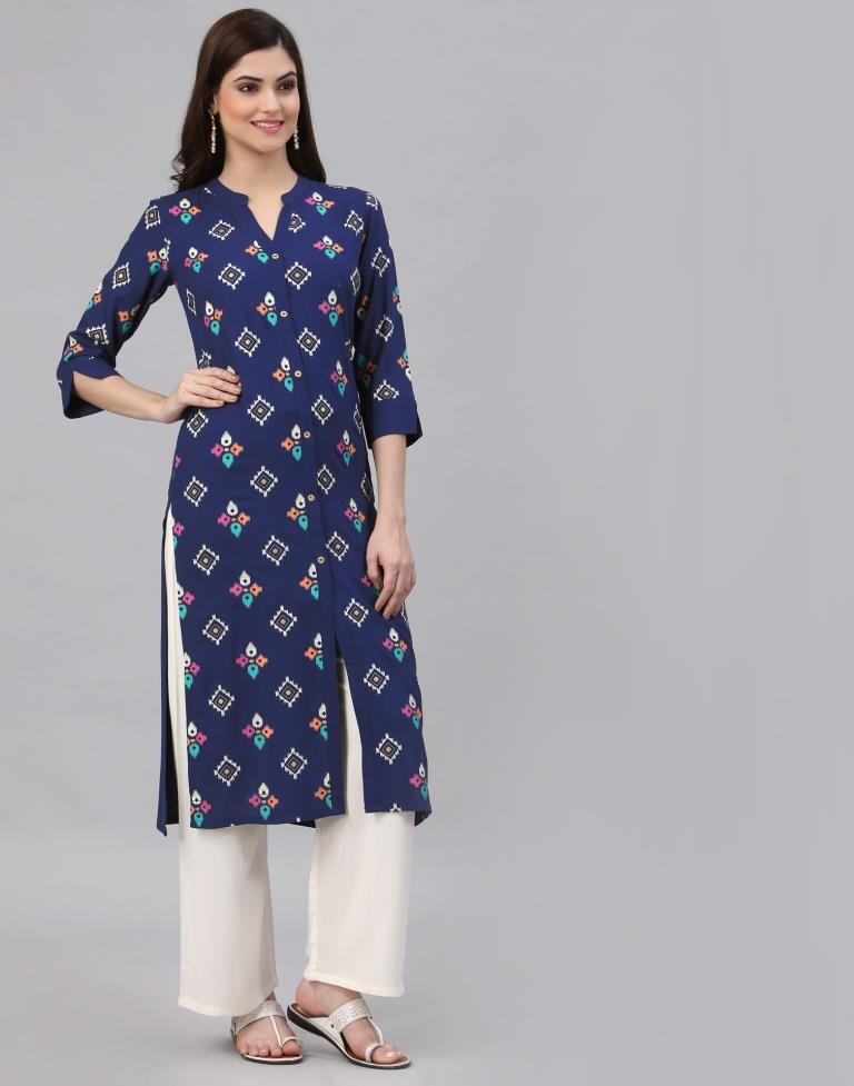 Teal Printed Kurti | Leemboodi