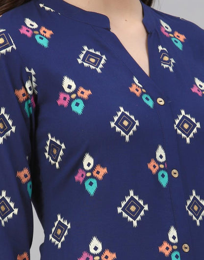 Teal Printed Kurti | Leemboodi