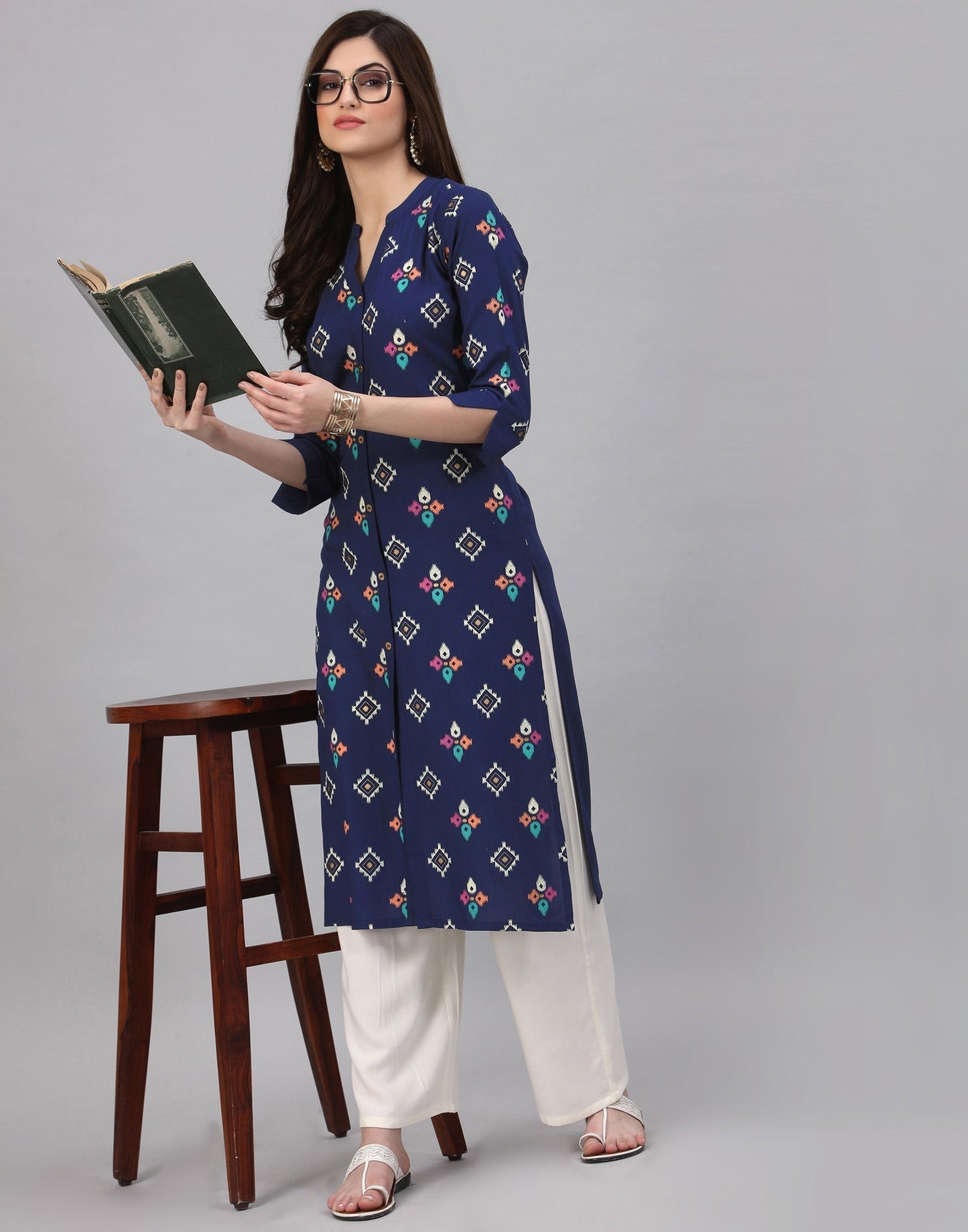 Teal Printed Kurti | Leemboodi