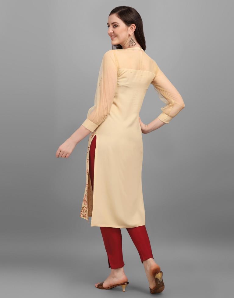 Cream Printed Kurti | Leemboodi