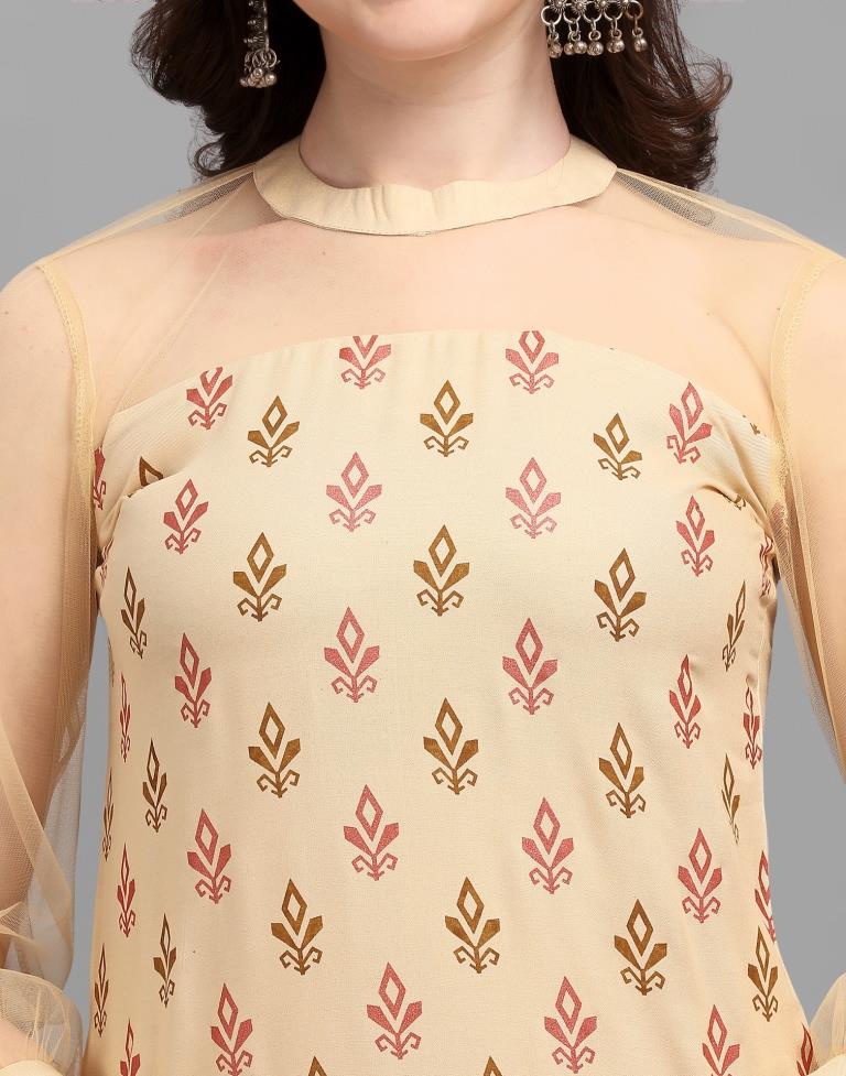 Cream Printed Kurti | Leemboodi