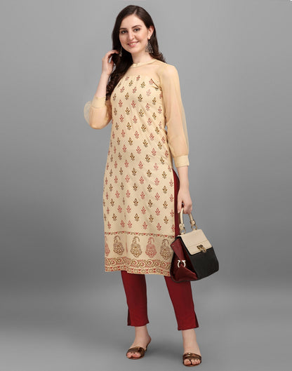 Cream Printed Kurti | Leemboodi