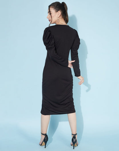 Black Puff Sleeve Bodycon | Sudathi