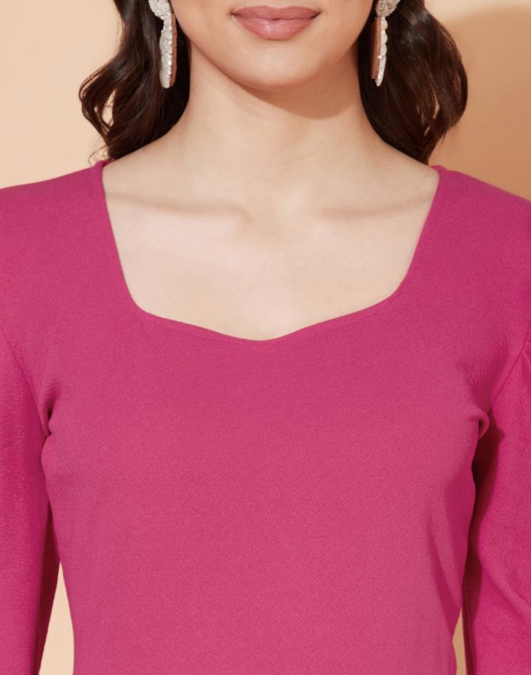 Rani Pink Puff Sleeve Bodycon | Sudathi