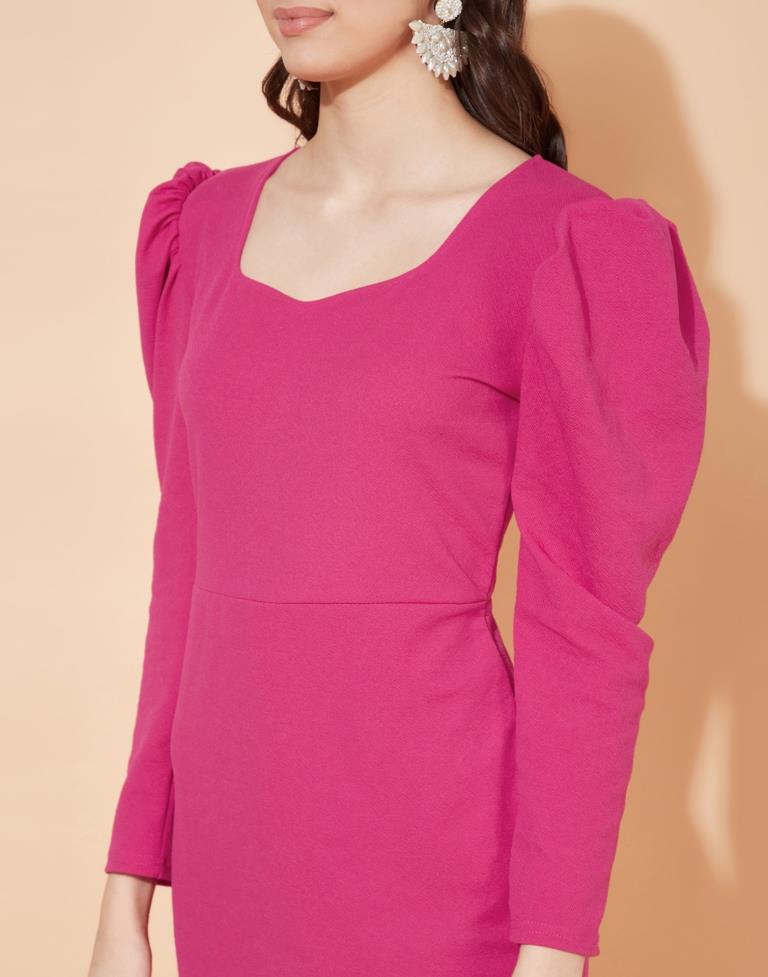 Rani Pink Puff Sleeve Bodycon | Sudathi