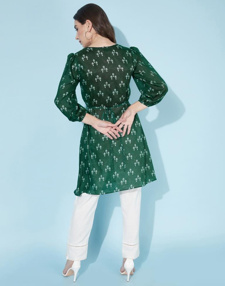 Green Puff Sleeve Ethnic Top | Sudathi