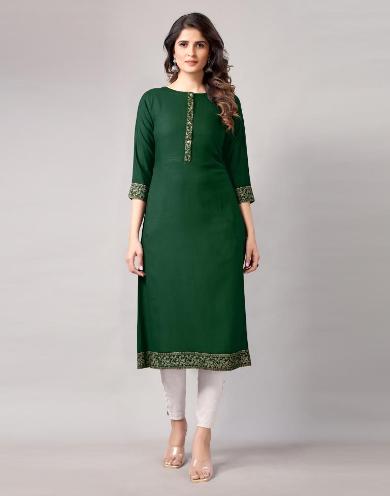 Bottal Green Printed Kurti | Sudathi