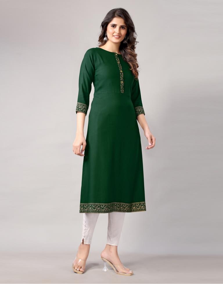 Bottal Green Printed Kurti | Sudathi