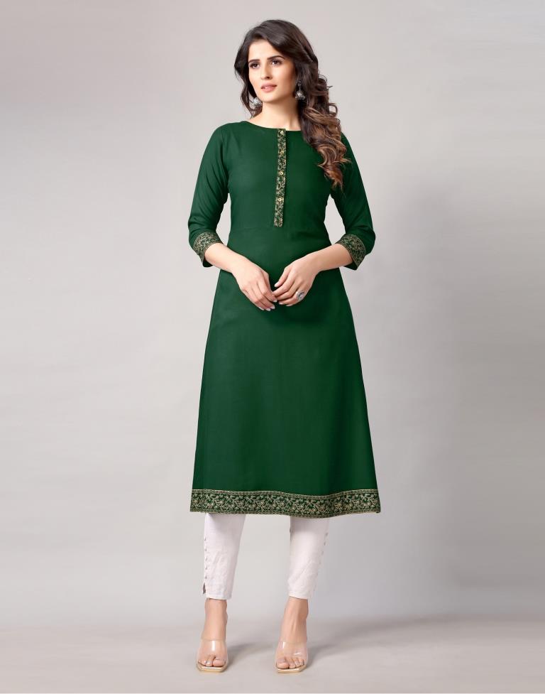 Bottal Green Printed Kurti | Sudathi